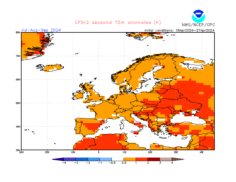 2 m temperature anomalies in Europe. 3-Months +3. Ensemble 2.