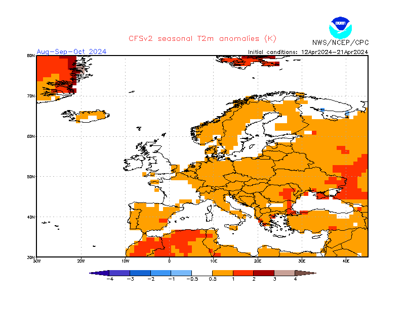 2 m temperature anomalies in Europe. 3-Months +4. Ensemble 2.