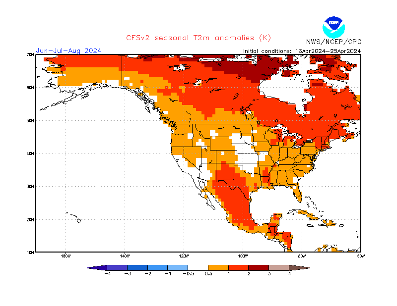2 m temperature anomalies in North-America. 3-Months +2. Ensemble 2.