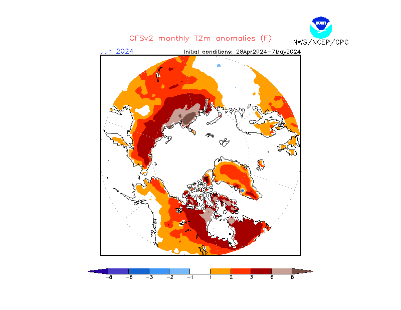 2 m temperature anomalies in Arctic. Month +2. Ensemble 3.