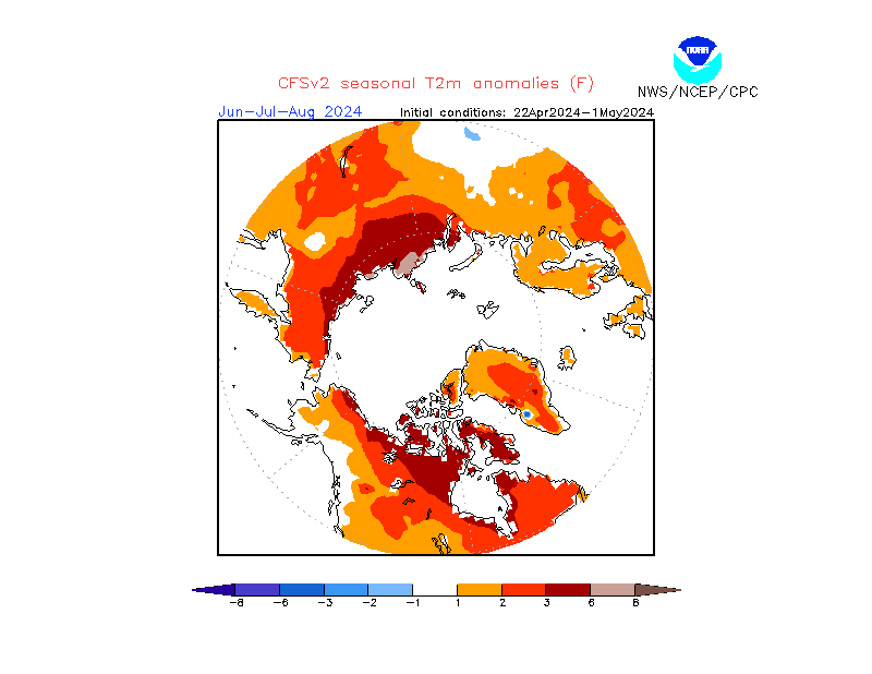 2 m temperature anomalies in Arctic. 3-Months +2. Ensemble 3.