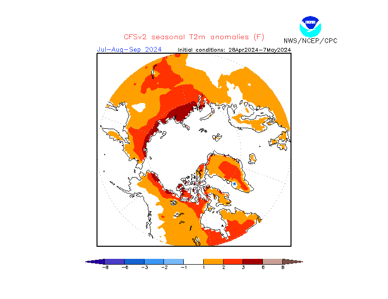 2 m temperature anomalies in Arctic. 3-Months +3. Ensemble 3.