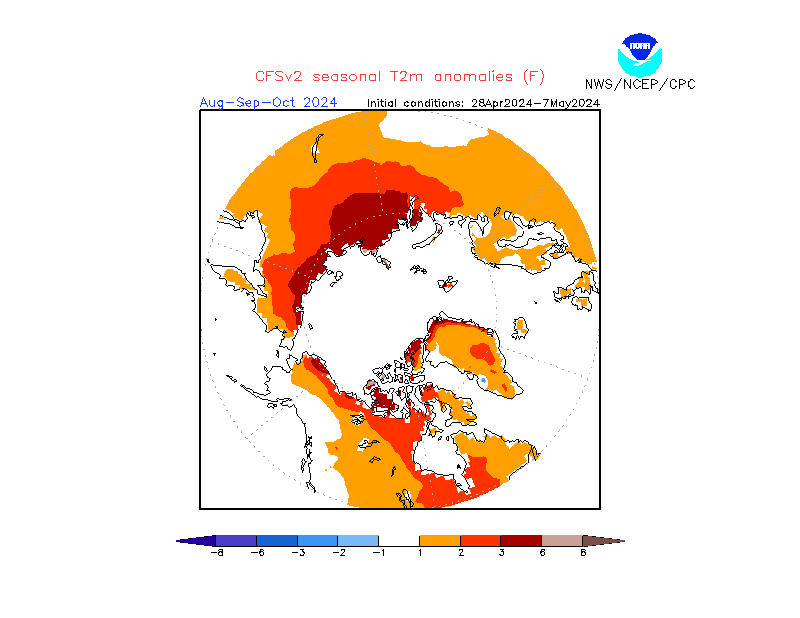 2 m temperature anomalies in Arctic. 3-Months +4. Ensemble 3.
