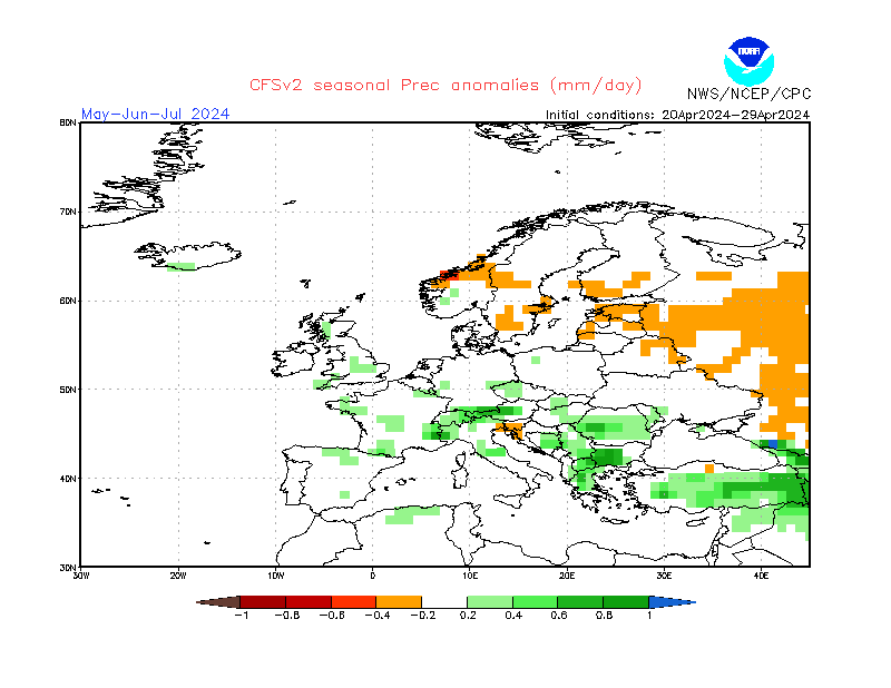 Precipitation anomalies in Europe. 3-Months +1. Ensemble 3.