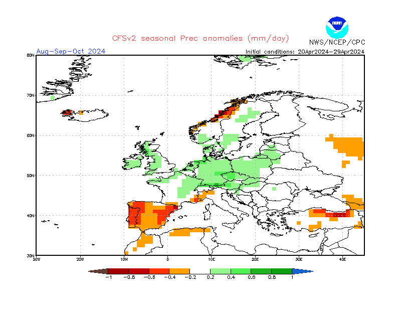 Precipitation anomalies in Europe. 3-Months +4. Ensemble 3.