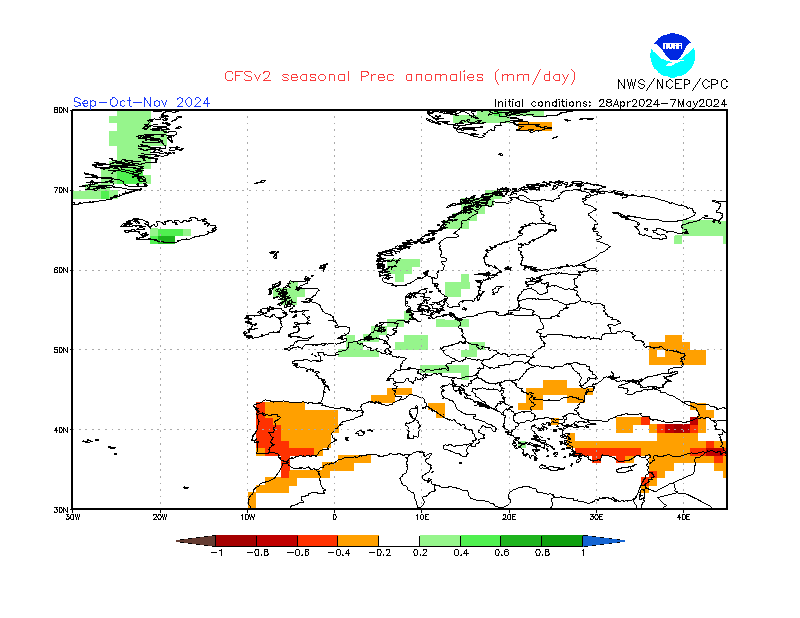 Precipitation anomalies in Europe. 3-Months +5. Ensemble 3.
