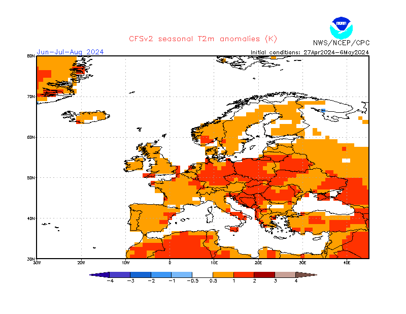 2 m temperature anomalies in Europe. 3-Months +2. Ensemble 3.