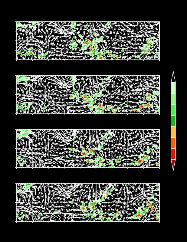 6-Hourly Streamlines, Winds, and Infrared Temperatures at 200 Hectopascals