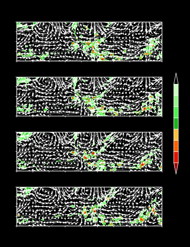 6-Hourly Streamlines, Winds, and Infrared Temperatures at 600 Hectopascals