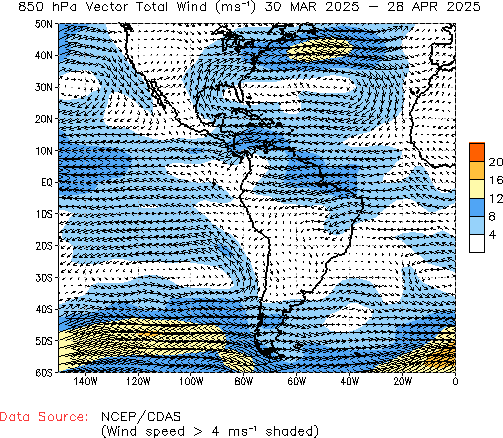 Monthly 850hPa Winds