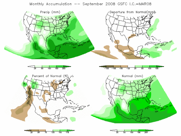 NASA Model Precipitation (mm) for SEP08 - IC MAR 2008