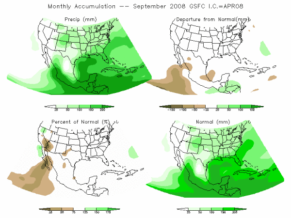 NASA Model Precipitation (mm) for SEP08 - IC APR 2008