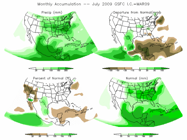 NASA Model Precipitation (mm) for JUL09 - IC MAR 2009