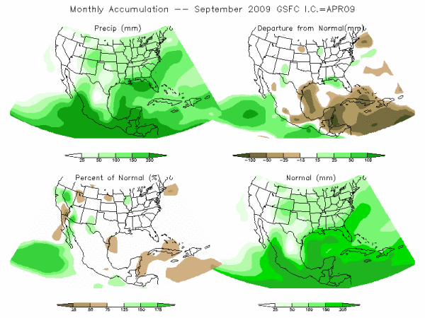 NASA Model Precipitation (mm) for SEP09 - IC APR 2009