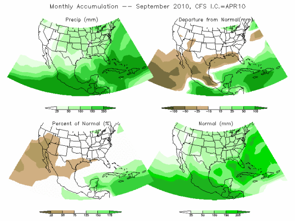 CFS Model Precipitation (mm) for SEP10 - IC APR 2010