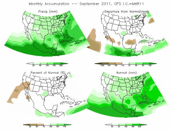 CFS Model Precipitation (mm) for SEP11 - IC MAR 2011