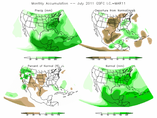 NASA Model Precipitation (mm) for JUL11 - IC MAR 2011