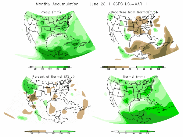 NASA Model Precipitation (mm) for JUN11 - IC MAR 2011