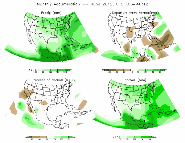 CFS Model Precipitation (mm) for JUN12 - IC MAR 2012