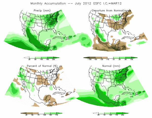 NASA Model Precipitation (mm) for JUL12 - IC MAR 2012