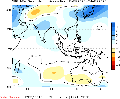 Weekly anomaly 500-hPa Geopotential Height