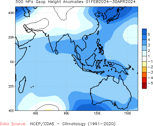 Seasonal anomaly 500-hPa Geopotential Height