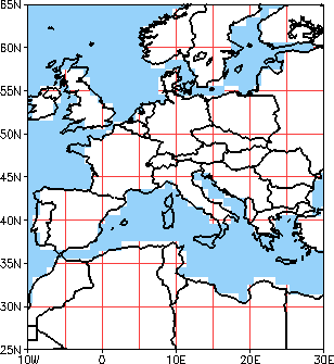 map of Europe with grid regions