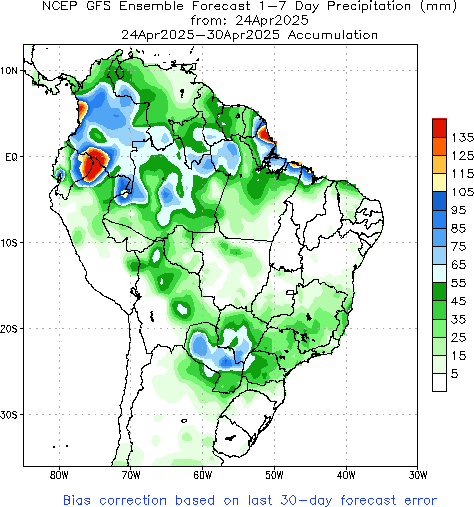 Previsão de Chuvas - 1 a 7 dias