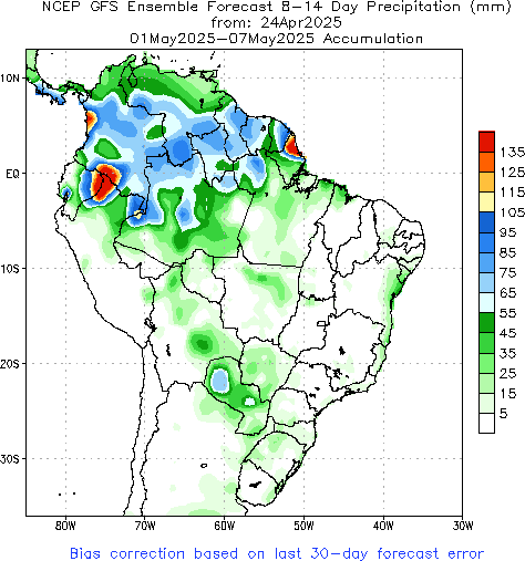 Previsão de Chuvas - 8 a 14 dias