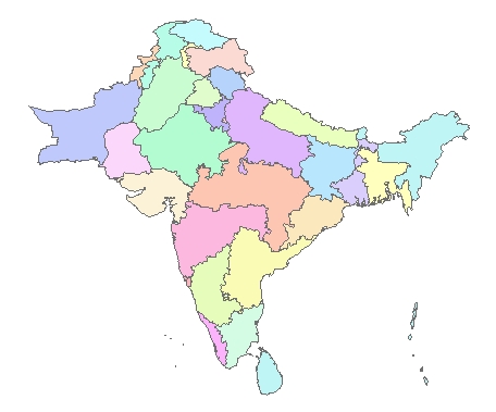 map of South Asia with grid regions