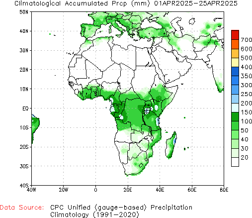 April to current Normal Precipitation (millimeters)