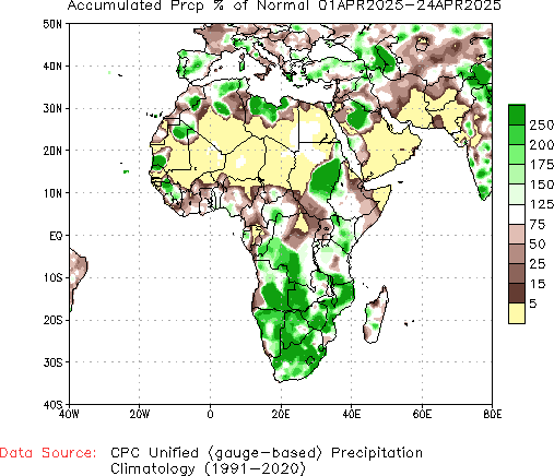 April to current % of Normal Precipitation