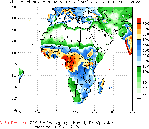 August to current Normal Precipitation (millimeters)