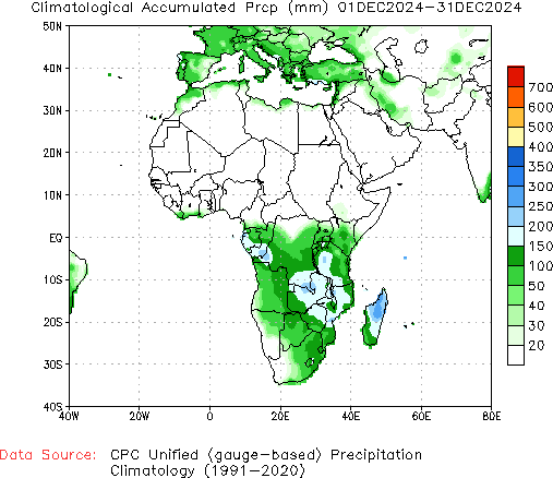 December to current Normal Precipitation (millimeters)