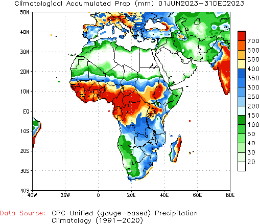 June to current Normal Precipitation (millimeters)