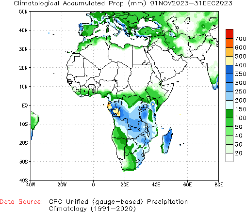 November to current Normal Precipitation (millimeters)