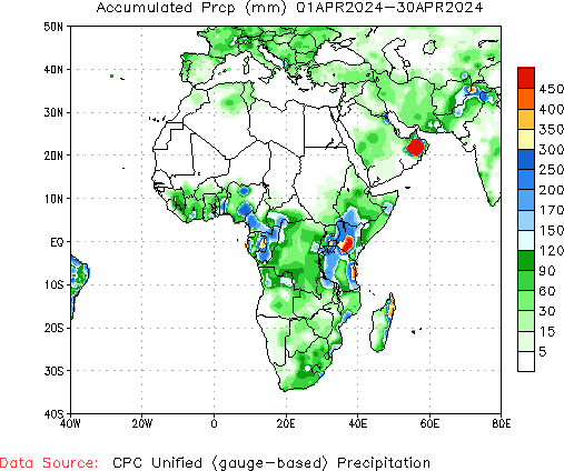 April to current Total Precipitation (millimeters)