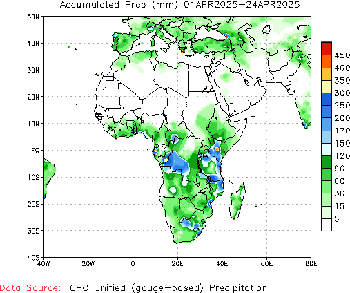 April to current Total Precipitation (millimeters)