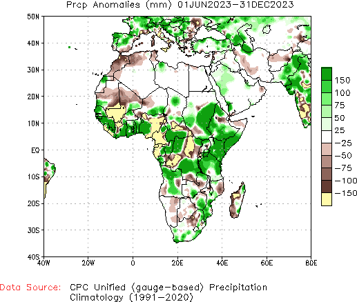 June to current Precipitation Anomaly (millimeters)