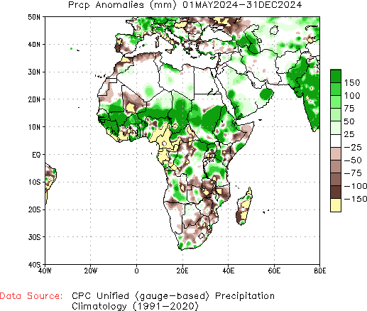 May to current Precipitation Anomaly (millimeters)