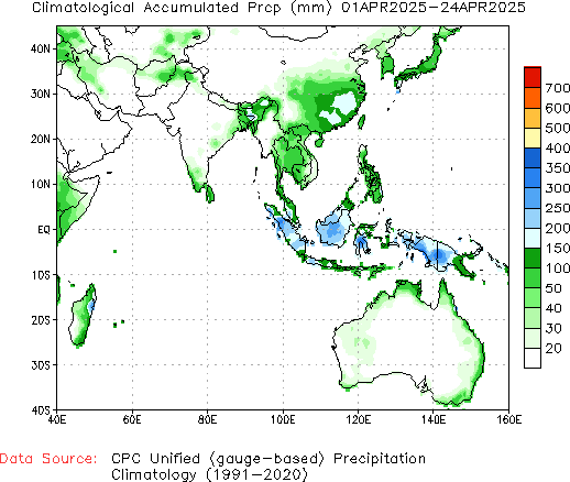 April to current Normal Precipitation (millimeters)