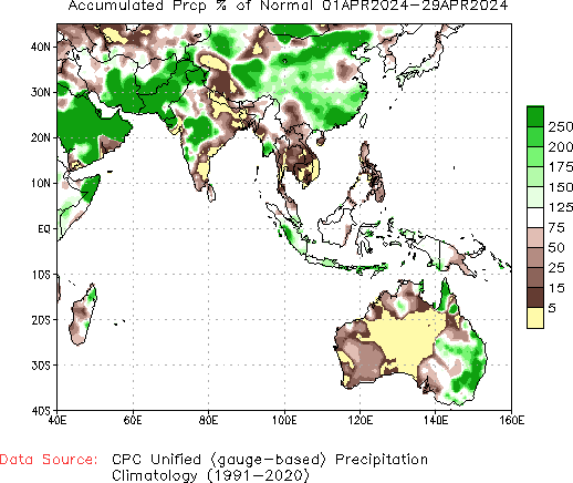 April to current % of Normal Precipitation