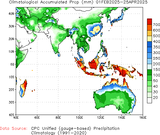 February to current Normal Precipitation (millimeters)