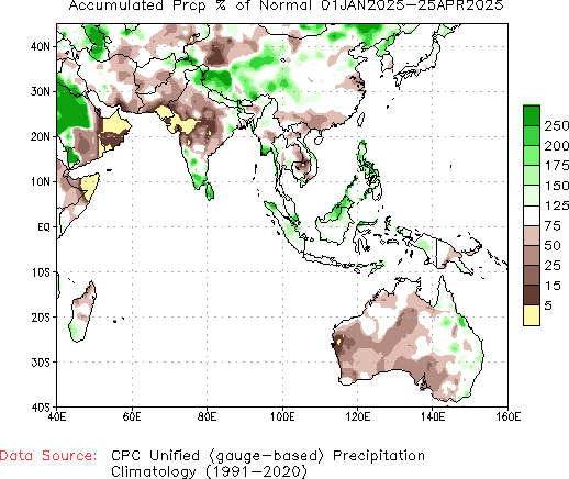 January to current % of Normal Precipitation