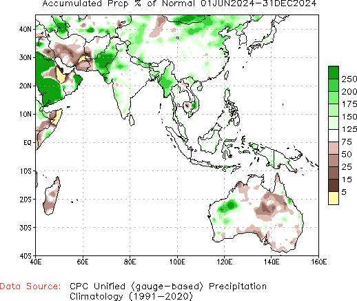 June to current % of Normal Precipitation