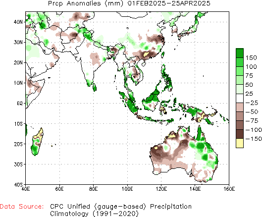 February to current Precipitation Anomaly (millimeters)