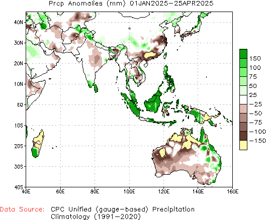 January to current Precipitation Anomaly (millimeters)