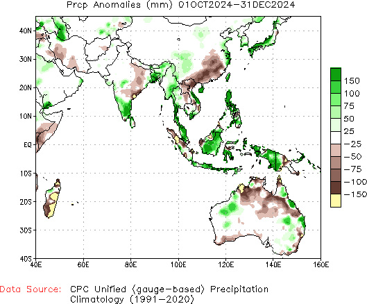 October to current Precipitation Anomaly (millimeters)