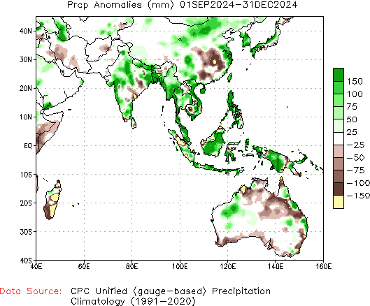 September to current Precipitation Anomaly (millimeters)