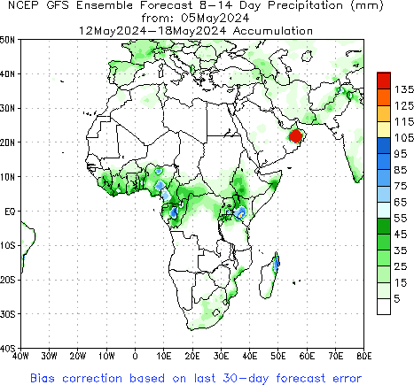 Africa Week 2 Accum Precipitation (mm) Forecast